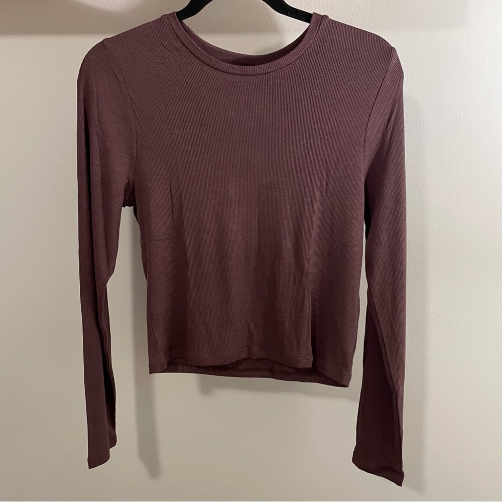 Parade Lush Rib Warm Base long sleeve dark purple tee.